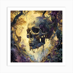 Skull In The Forest 2 Art Print