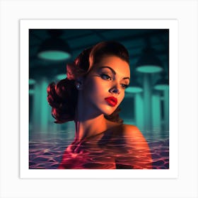 Sexy Woman In Water Art Print