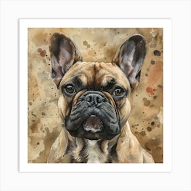 Beautiful Watercolour Portrait Of A French Pug Art Print