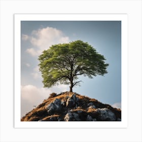 Lone Tree On Top Of Hill Art Print