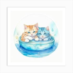 Two Kittens In A Bowl Art Print