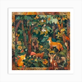 Foxes In The Forest 1 Art Print