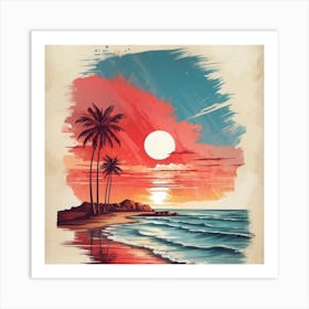 Sunset At The Beach 2 Art Print