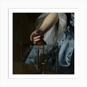 Lady Holding A Birdcage Art Print