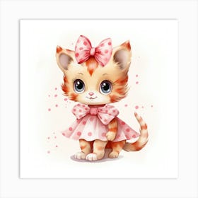 Cute Kitten In Pink Dress 2 Art Print