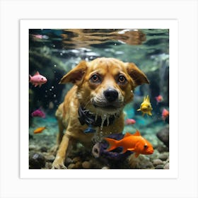 Dog In An Aquarium Art Print