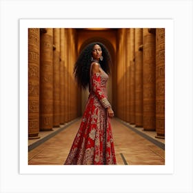 Nigerian Woman In Red Dress Art Print