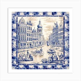 London England Delft Tile Illustration 1 Art Print