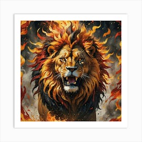 Firey Leo Lion Art Print