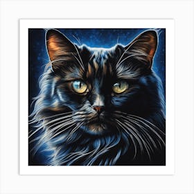 Cat - Starry Night Art Print