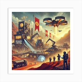 A Dynamic Scene Illustrating Resource Control For The Martian Dominion Art Print