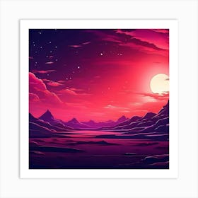 Landscape With Moon And Stars Art Print