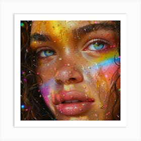 Girl With A Rainbow Face Art Print