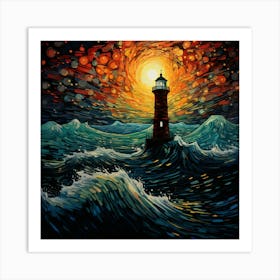 Lighthouse In The Ocean Art Print