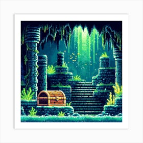 8-bit underwater cavern 1 Art Print