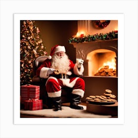 Santa Claus Sitting In A Chair Art Print