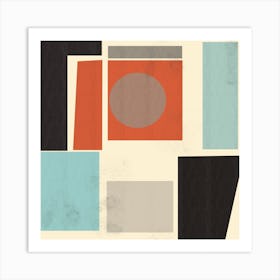 Mid Century Modern, Abstract Square Art, Trending Geometric Shapes Art Print