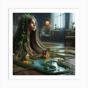 Girl In The Forest Art Print