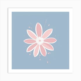 A White And Pink Flower In Minimalist Style Square Composition 102 Art Print