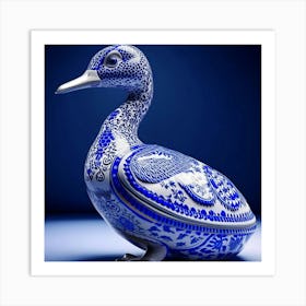 Duck In Blue And White Art Print