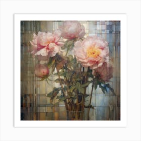 Peonies In A Vase Art Print