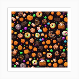 Halloween Candy Seamless Pattern Art Print