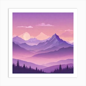 Misty mountains background in purple tone 39 Art Print