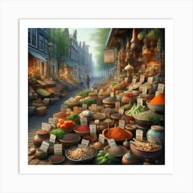 Roaming Amsterdam S Markets, Sampling Exotic Spices And Savoring The Aromas Style Scent Sational Market Realism (1) Art Print