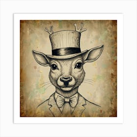 Deer In A Hat 4 Art Print