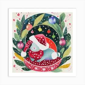 Christmas Bunny Art Print