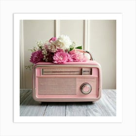 Firefly Vintage Pink And Grey Radio With Pastel Flowers 11335 (2) Art Print