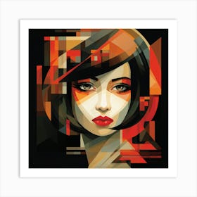 Cubism Shapes Asian Woman 02 Art Print