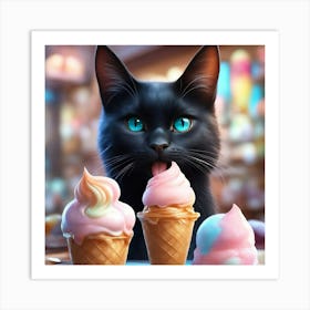 Cat With Ice Cream Cones Art Print