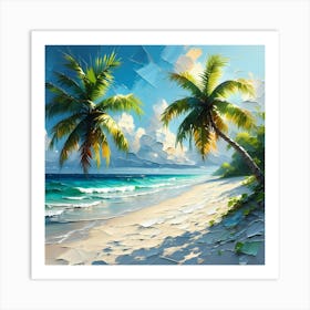 Palm Trees On The Beach Art Print