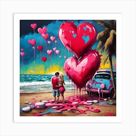 My Forever Valentine Love Story Unfolding By The Seashore Art Print