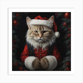 Santa Cat Art Print