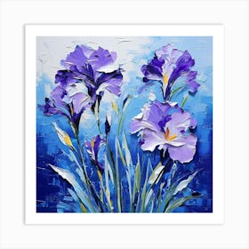 Romantic purple iris flowers Art Print