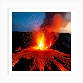 Firefly Dynamic Eruption Of Molten Lava With Fiery Colors 96643 (2) Art Print