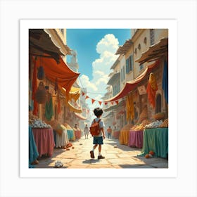 Boy In A Market Art Print