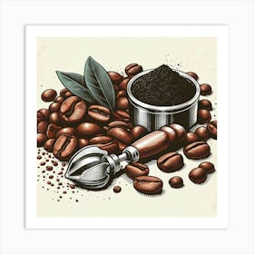 Illustration coffee bens 1 Art Print