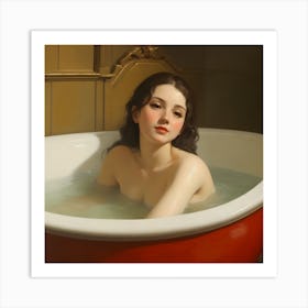 Girl In A Tub Art Print