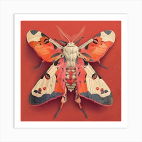 Moth on red Art Print