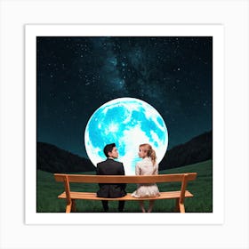 Couple Sitting On A Bench 7 Art Print