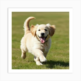 Golden Retriever Puppy Running 2 Art Print