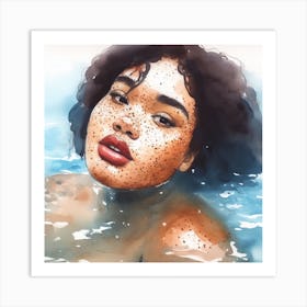 Watercolor Of A Woman In The Water 1 Art Print