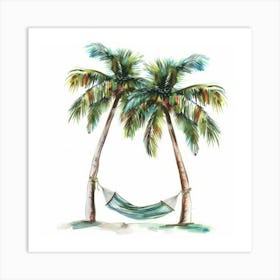 Two Palm Trees And Hammock Art Print