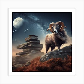 Ram In The Night Sky 1 Art Print