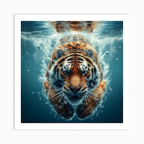 Tiger Swimming Underwater 3 Art Print