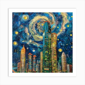 Starry Night Cityscape Art Print