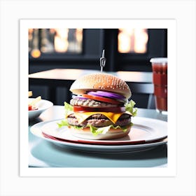 Burger And Fries 2 Art Print